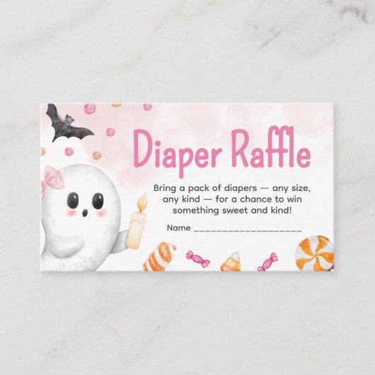 Rosa Halloween ist ein Girl Baby Diaper Raffle Begleitkarte (Vorderseite)