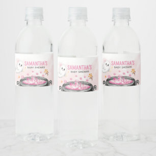 Rosa Halloween ist eine Girl Baby Dusche Wasserflaschenetikett