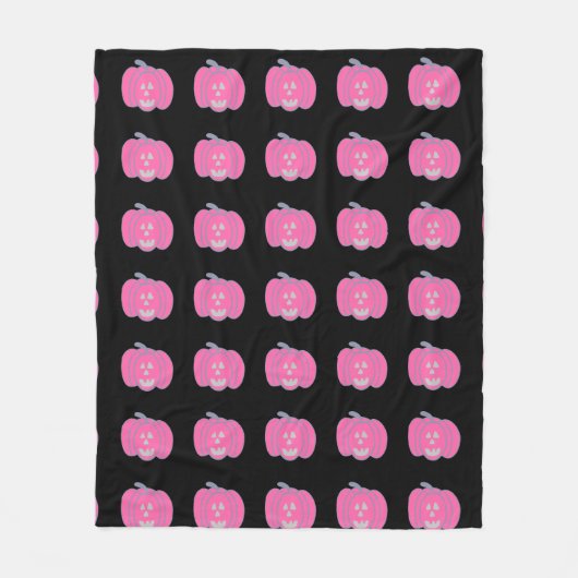 Rosa Halloween-Jack-Laternen Fleecedecke (Vorderseite)