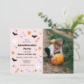 Rosa Halloween Jedes Jahr Spooktacular Geburtstag Einladung (Stehend Vorderseite)