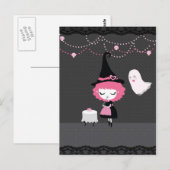 Rosa Halloween-Karte Postkarte (Vorne/Hinten)
