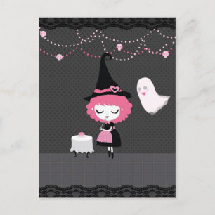 Rosa Halloween-Karte Postkarte