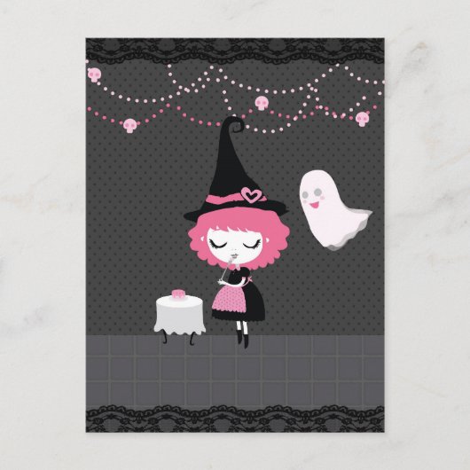 Rosa Halloween-Karte Postkarte (Vorderseite)