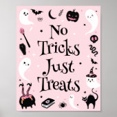 Rosa Halloween Kinderdusche ohne Tricks nur Lecker Poster (Vorne)
