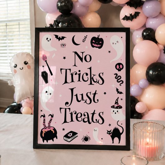 Rosa Halloween Kinderdusche ohne Tricks nur Lecker Poster