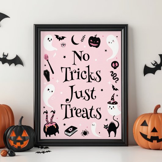 Rosa Halloween Kinderdusche ohne Tricks nur Lecker Poster