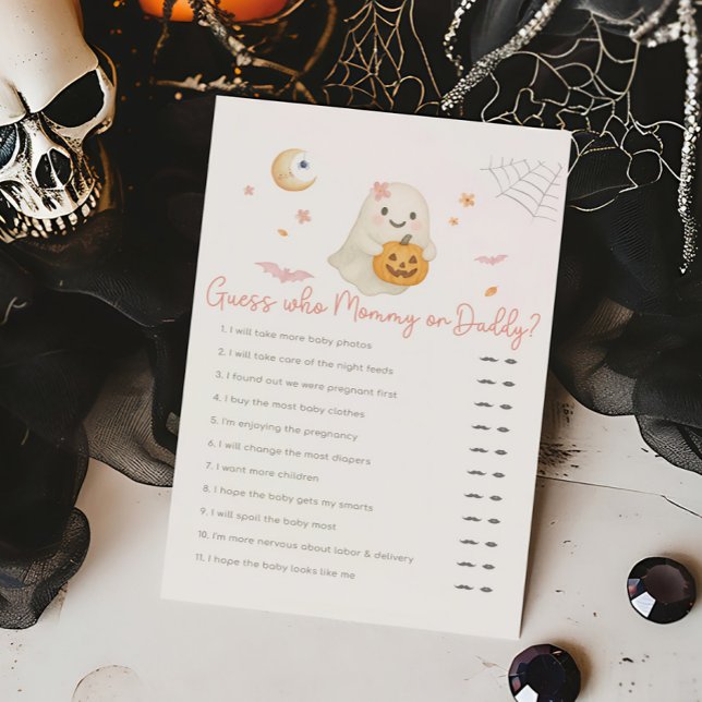 Rosa Halloween Kleiner Boo Errate wer Mama oder Pa (Girl Little Boo Baby Shower Guess Who Mommy or Daddy Game)