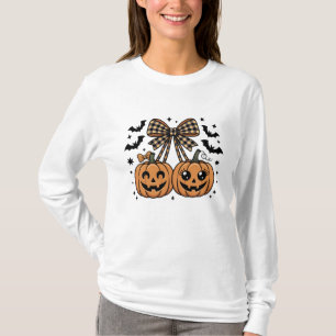 Rosa Halloween-Kürbis-Kirschschleife Coquette Grus T-Shirt