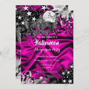 Rosa Halloween Magisches Nachtmasquerade Party Einladung