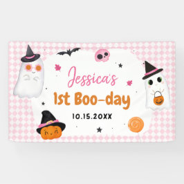 Rosa Halloween Niedlich Ghost 1. Geburtstag Banner