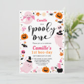Rosa Halloween niedlicher Geist Einladung (Stehend Vorderseite)