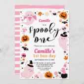 Rosa Halloween niedlicher Geist Einladung (Vorne/Hinten)