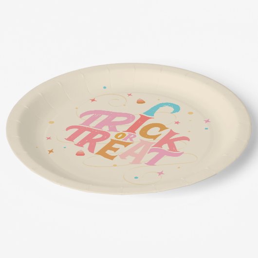 Rosa Halloween-Papierplatte Pappteller (Schrägansicht)