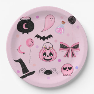 Rosa Halloween Pappteller