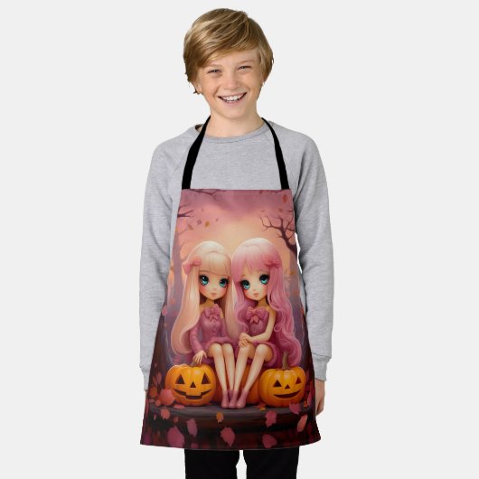 Rosa Halloween-Partnermädchen im Park Schürze (Getragen)