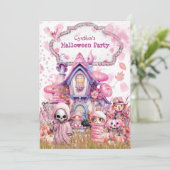 Rosa Halloween-Party Einladung (Stehend Vorderseite)