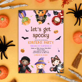 Rosa Halloween Party Kostüm Niedliche Kinder Einladung