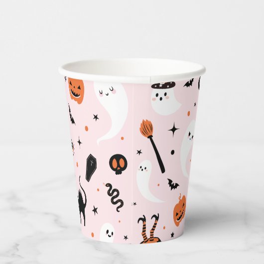 Rosa Halloween-Party Pappbecher (Rechts)