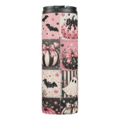 Rosa Halloween-Patchwork Thermosbecher (Rückseite)