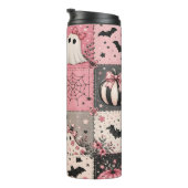 Rosa Halloween-Patchwork Thermosbecher (Nach rechts gedreht)