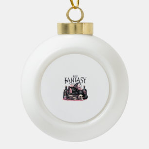 Rosa Halloween-Schwarze Katze Zauberbücher Tränke Keramik Kugel-Ornament