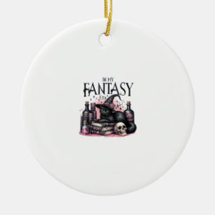 Rosa Halloween-Schwarze Katze Zauberbücher Tränke Keramik Ornament