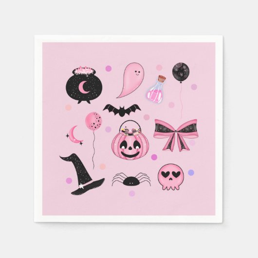 Rosa Halloween Serviette (Vorderseite)