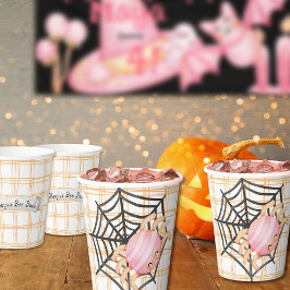 Rosa Halloween Spider und Web Pappbecher