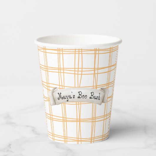 Rosa Halloween Spider und Web Pappbecher (Rückseite)