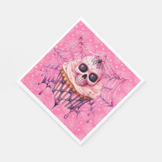 Rosa Halloween-Spinnennetze Serviette (Ecke)