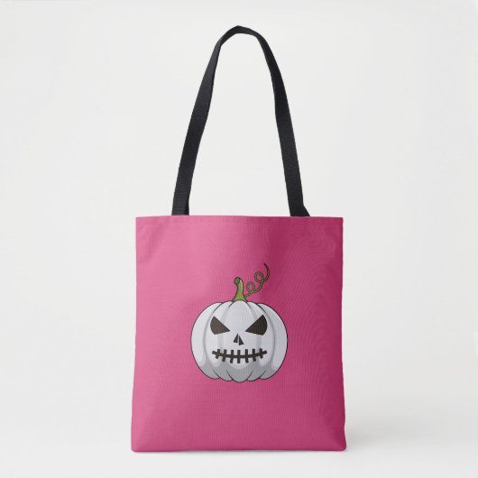 Rosa Halloween-Tasche mit weißem Kürbis Tasche (Vorderseite)