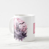 Rosa Halloween Tasse Niedliche Spookie, Spuk Haus (Vorderseite Links)