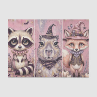 Rosa Halloween-Waldtiere Vintage Pinkoween Seidenpapier
