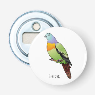 Rosa-halsige Grüntaube-Cartoon Flaschenöffner