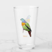 Rosa-halsige Grüntaube-Cartoon Glas (Rückseite)