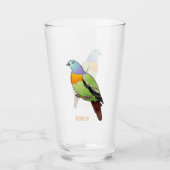 Rosa-halsige Grüntaube-Cartoon Glas (Vorderseite)