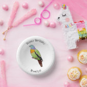 Rosa-halsige Grüntaube-Cartoon Pappteller (Party)