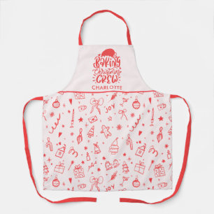 Rosa Hand Drawn Doodle Backen Weihnachten Crew Schürze