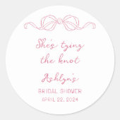 Rosa Hand Drawn Shops binden an den Knoten Sticker (Vorderseite)