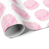 Rosa Hand gezeichnet Geburtstagskuchen bearbeitbar Geschenkpapier (Rolleneckpunkt)