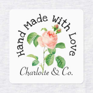 Rosa Handarbeit mit Liebe Personalisiert Etiketten