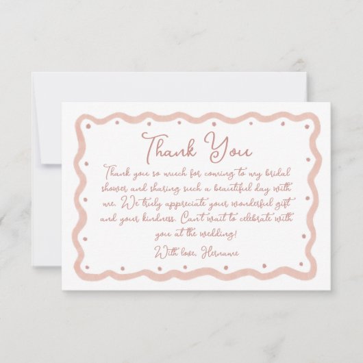 Rosa Handbemalte Hochzeitsdusche 01 Dankeskarte (Vorderseite)