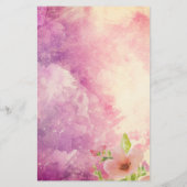 Rosa handgefertigte Wasserfarben Blumenkarte Hochz Flyer (Hinten)