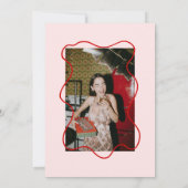 Rosa handgemalt Bow Hallo vierzig Foto Geburtstag Einladung (Rückseite)