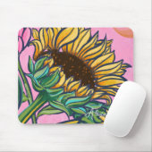 Rosa handgemalte gelbe Sonnenblume Mousepad (Mit Mouse)