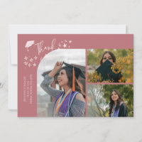 Rosa handgeschriebene Dankeschön-Multi-Foto-Karte