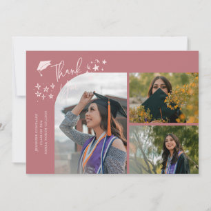 Rosa handgeschriebene Dankeschön-Multi-Foto-Karte Ankündigung