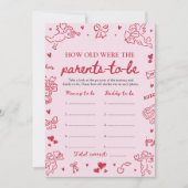 Rosa Handgezeichnete Babyparty Wie Alt Waren Sie Einladung (Vorderseite)