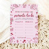 Rosa Handgezeichnete Babyparty Wie Alt Waren Sie Einladung