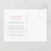 Rosa handgezeichnete Blatt-Monogramm-Trauung Storn Ankündigungspostkarte (Rückseite)